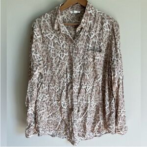 beachlunchlounge Button Down Casual Top Lightweight Leopard/Animal Print Size XL